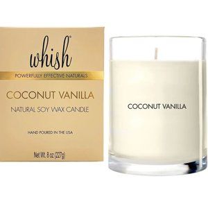 WHISH Natural Soy Wax Candle, Coconut Vanilla 8oz